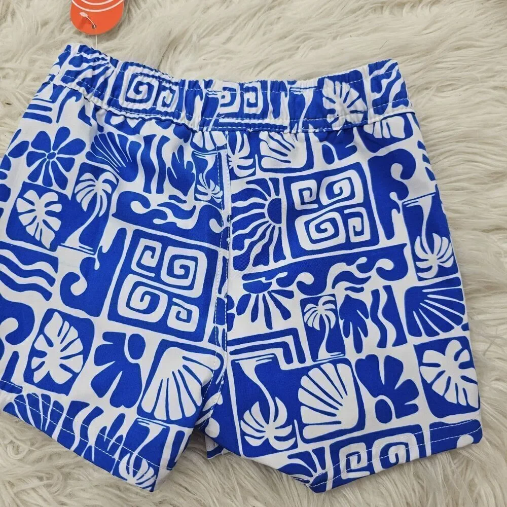 Wonder Nation Cobalt Crush Blue White Printed Baby Boy 12M Family Swimwear Line